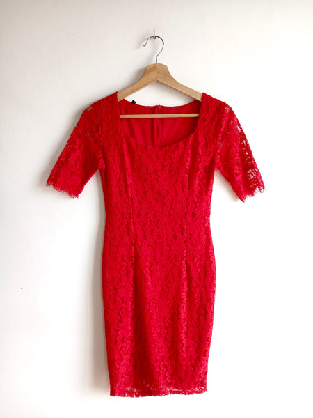 Vestido Vintage Rojo Encaje