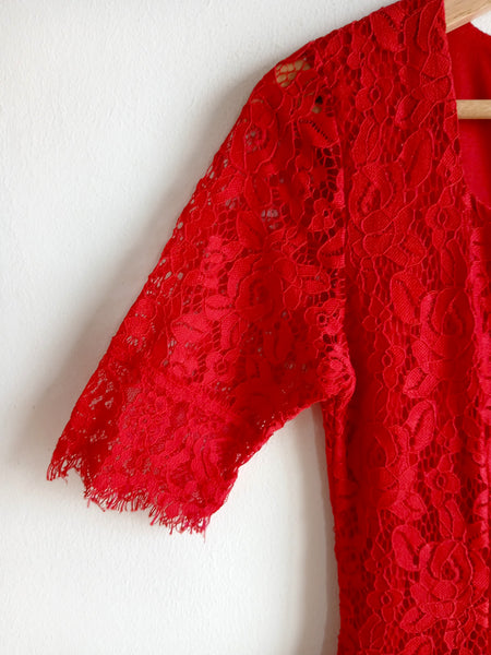 Vestido Vintage Rojo Encaje