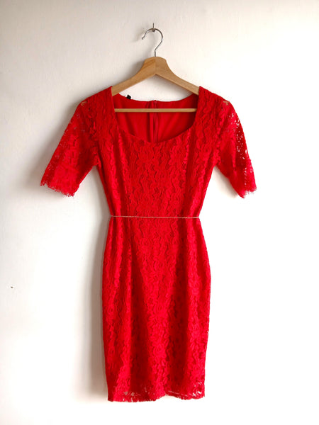Vestido Vintage Rojo Encaje