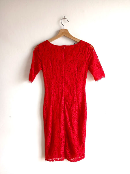 Vestido Vintage Rojo Encaje