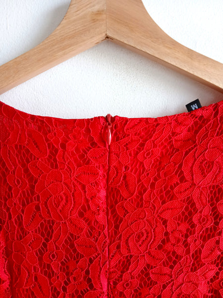 Vestido Vintage Rojo Encaje