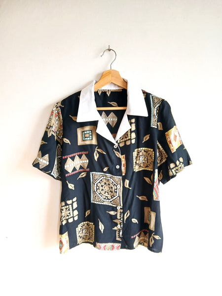 Camisa Vintage Negra Estampada