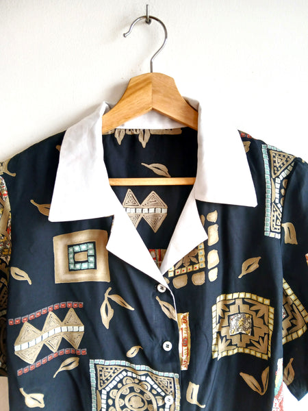 Camisa Vintage Negra Estampada