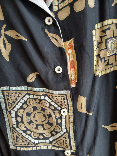 Camisa Vintage Negra Estampada