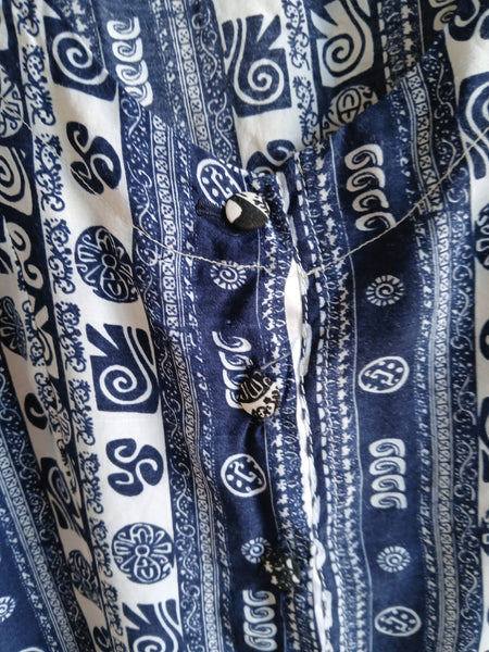 Vestido Vintage Azul Estampado