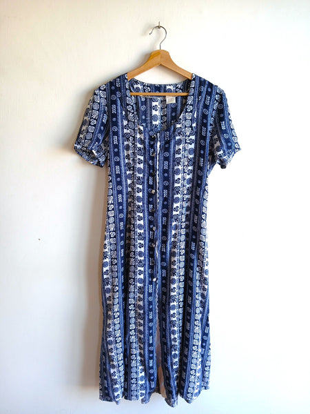Vestido Vintage Azul Estampado