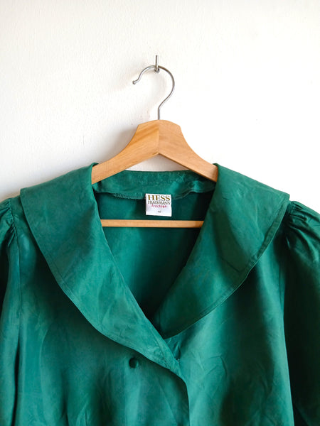 Camisa Vintage Verde 100% Seda