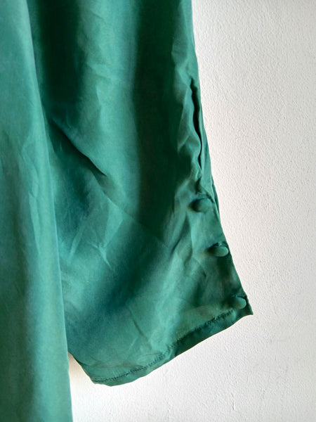 Camisa Vintage Verde 100% Seda