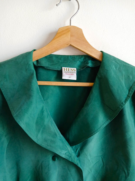 Camisa Vintage Verde 100% Seda