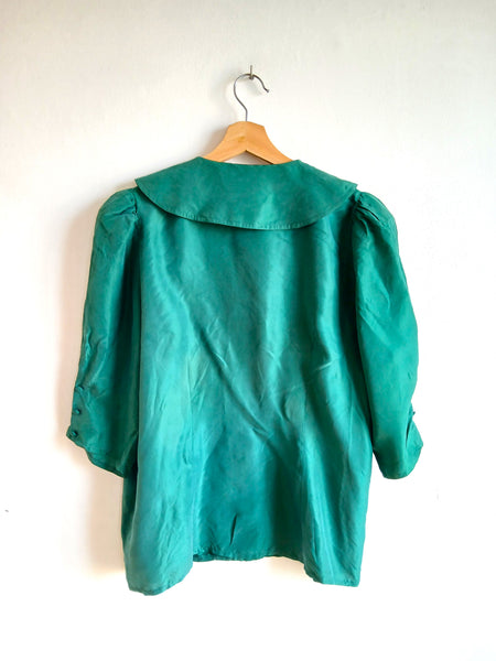 Camisa Vintage Verde 100% Seda