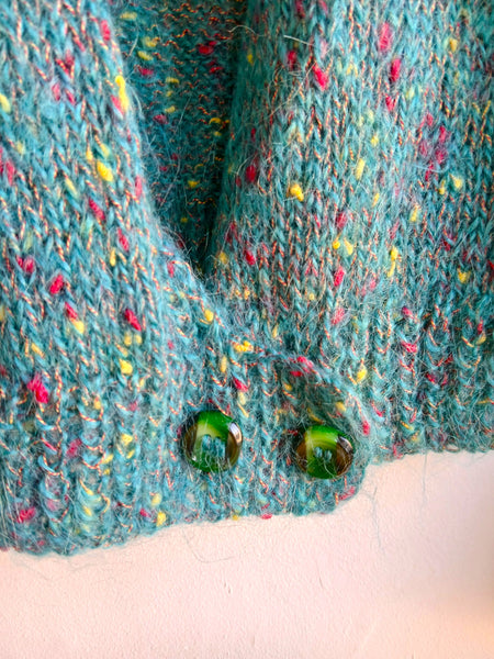 Chaqueta Vintage Hecha a Mano Turquesa