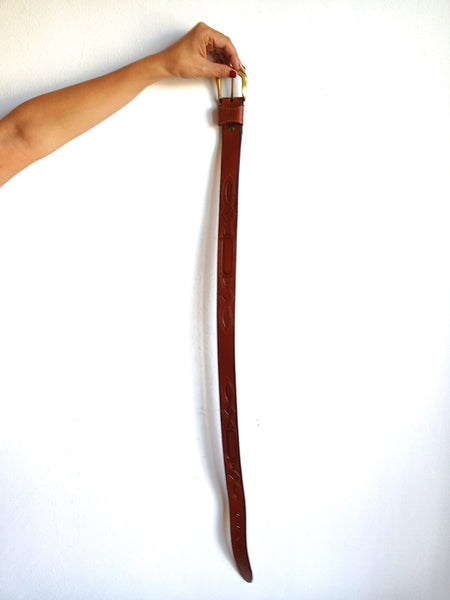 Cinturón Vintage Marrón Grabado