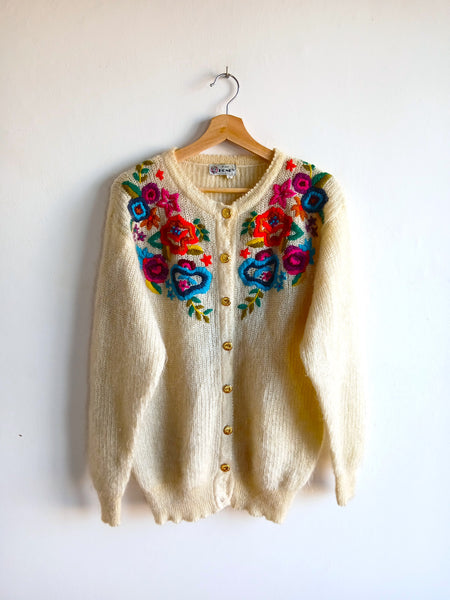 Chaqueta Vintage Mohair Tejida a Mano