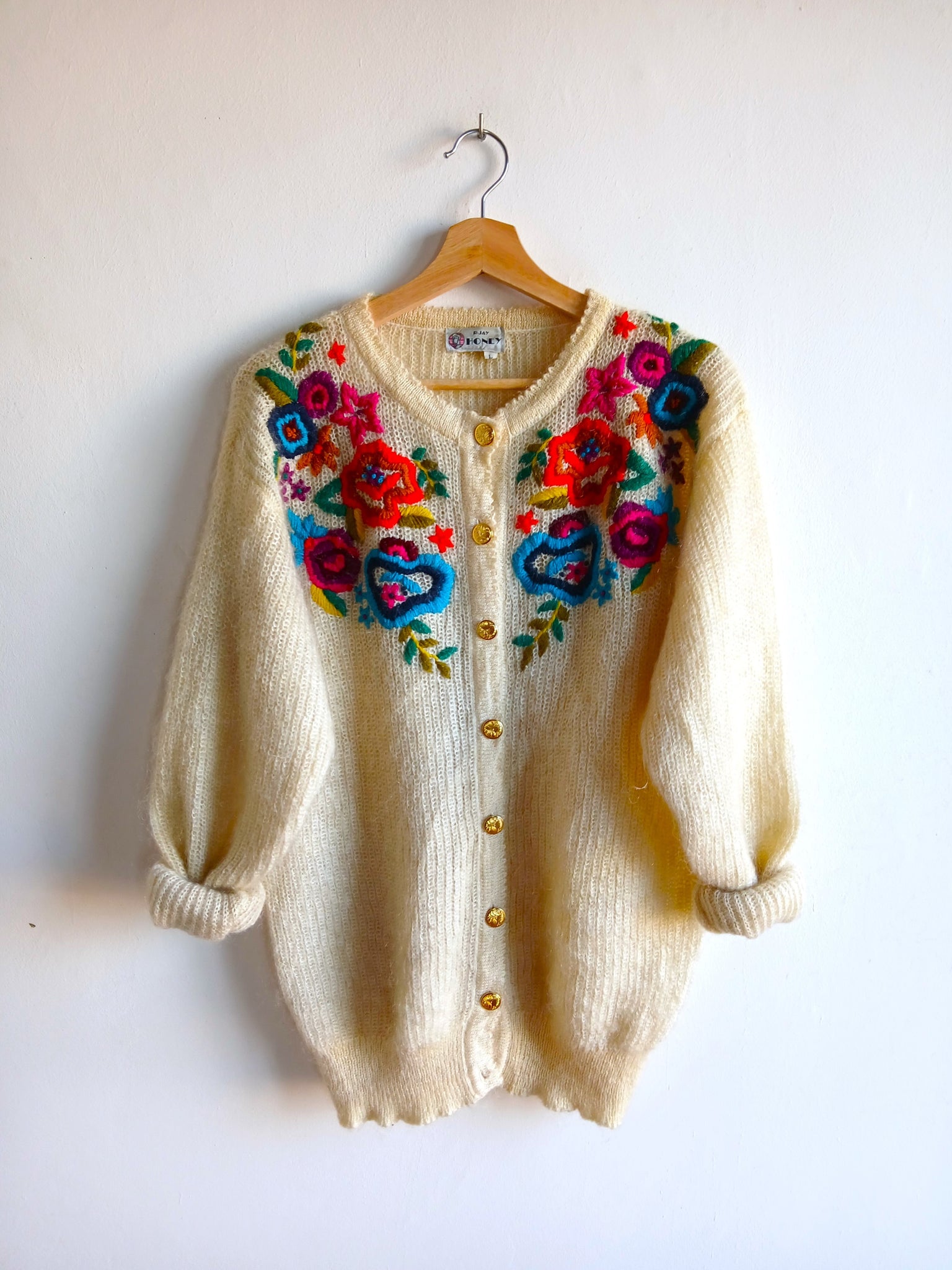 Chaqueta Vintage Mohair Tejida a Mano