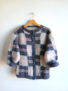 Chaqueta Vintage Hecha a Mano Mohair Cuadros