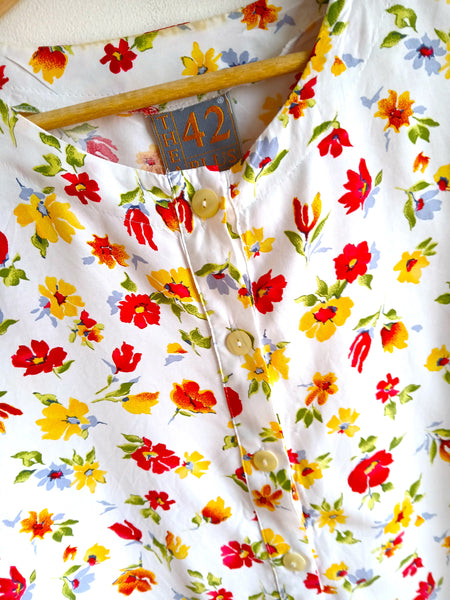 Camisa Vintage Oversized Flores y Rayas