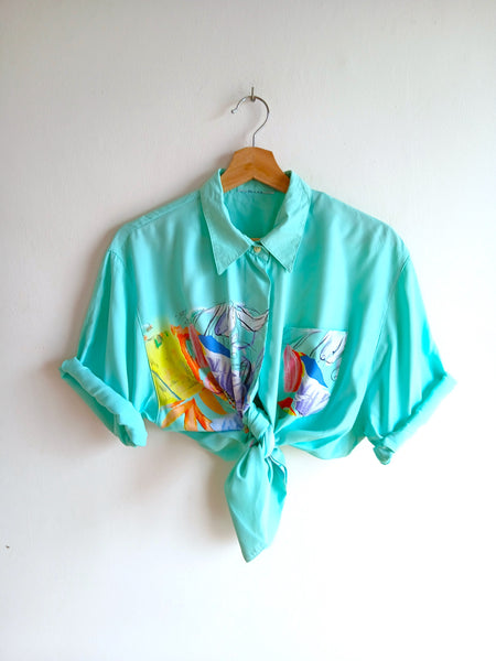 Camisa Vintage Turquesa Colores