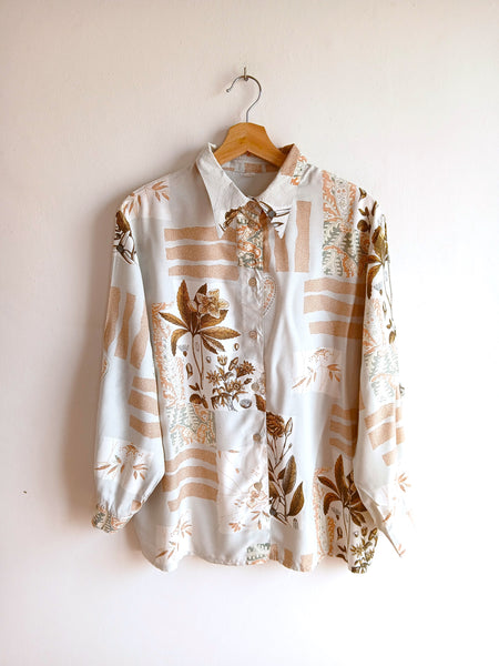 Camisa Vintage Gris Estampada