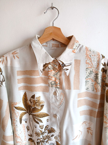 Camisa Vintage Gris Estampada