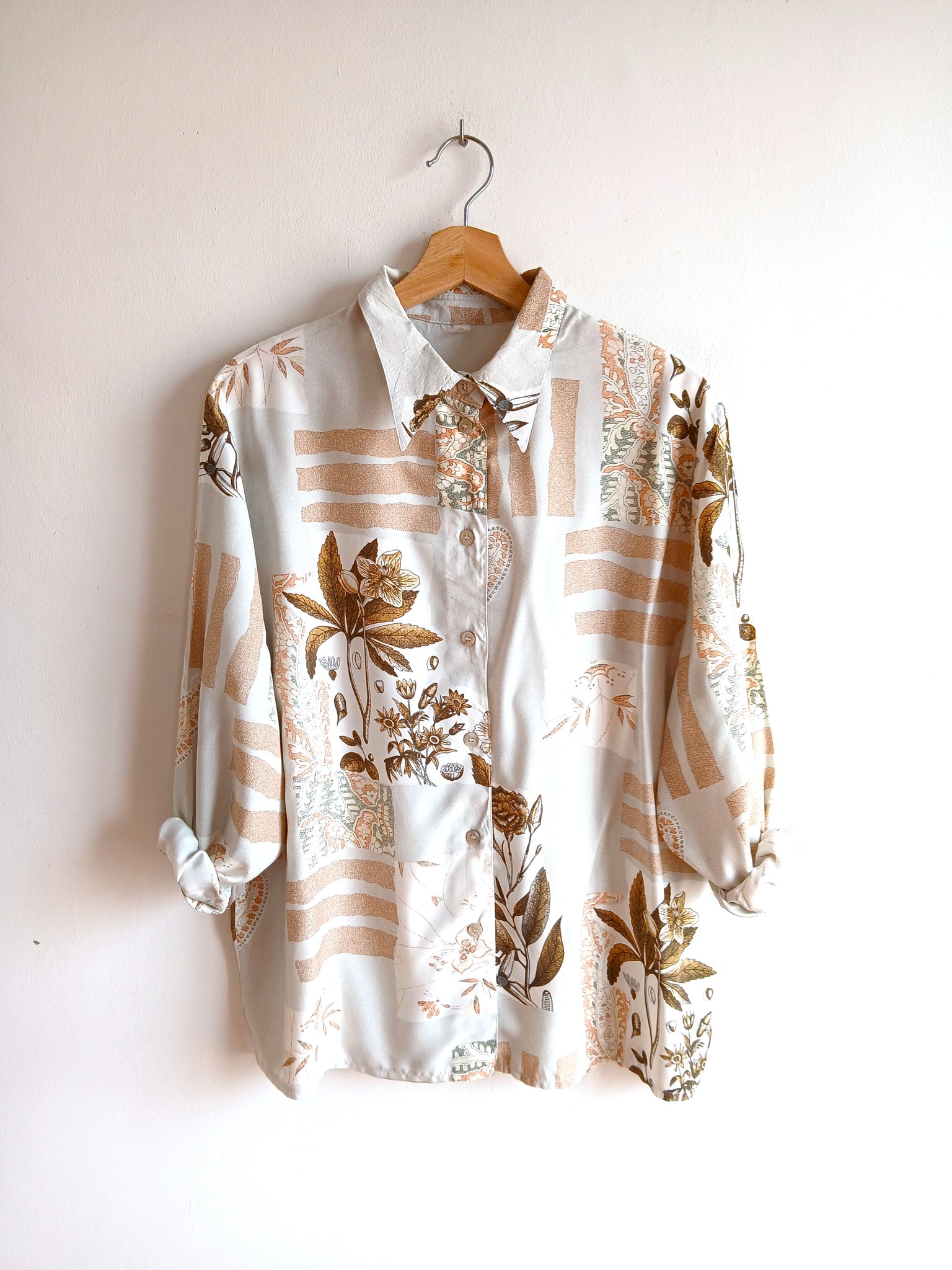 Camisa Vintage Gris Estampada