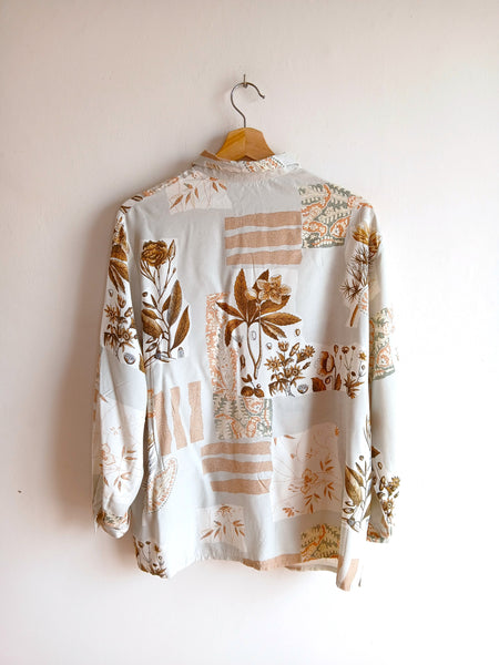 Camisa Vintage Gris Estampada