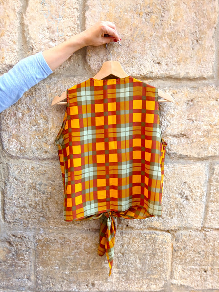 Camisa Vintage Cuadritos y Lazo