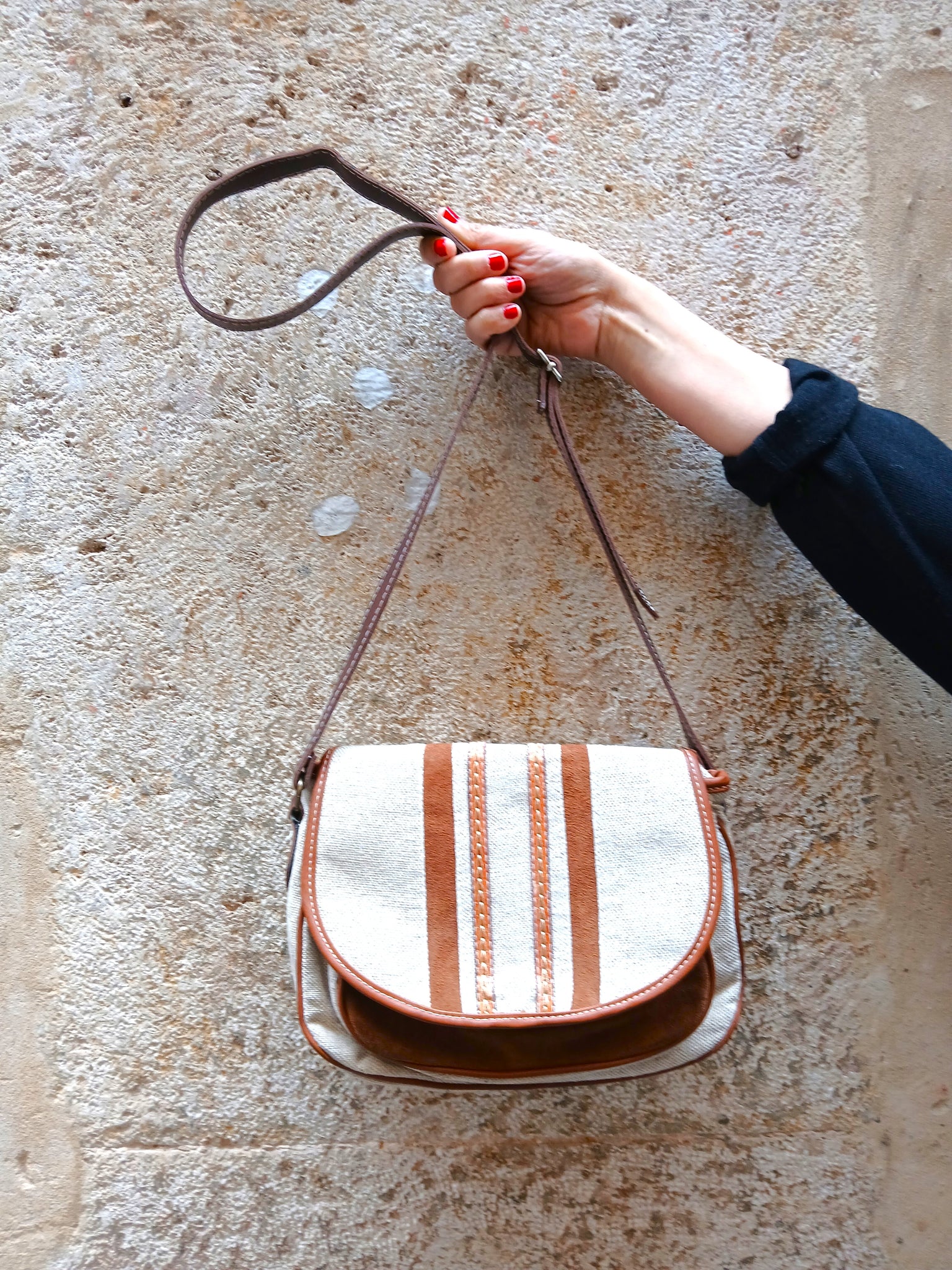Bolso Vintage Tela y Ante