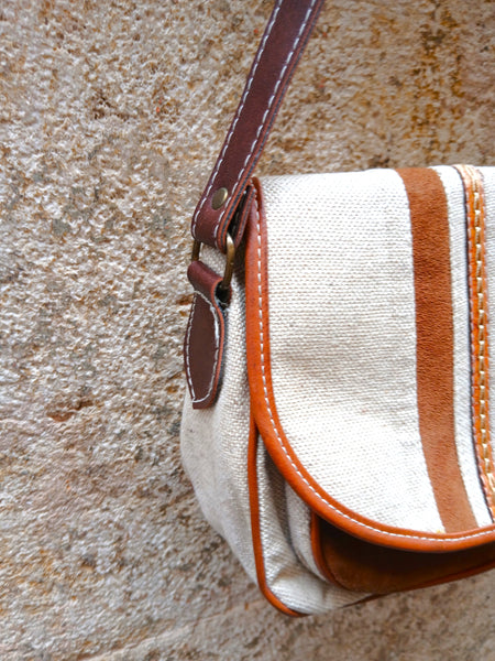Bolso Vintage Tela y Ante