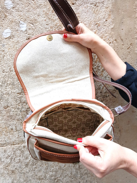 Bolso Vintage Tela y Ante