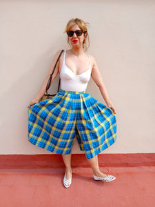 Falda Pantalón Vintage Cuadros Hecha a Mano