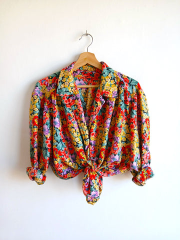 Camisa Vintage Hecha a Mano Flores