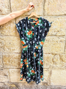 Vestido Vintage Hecho a Mano Flores