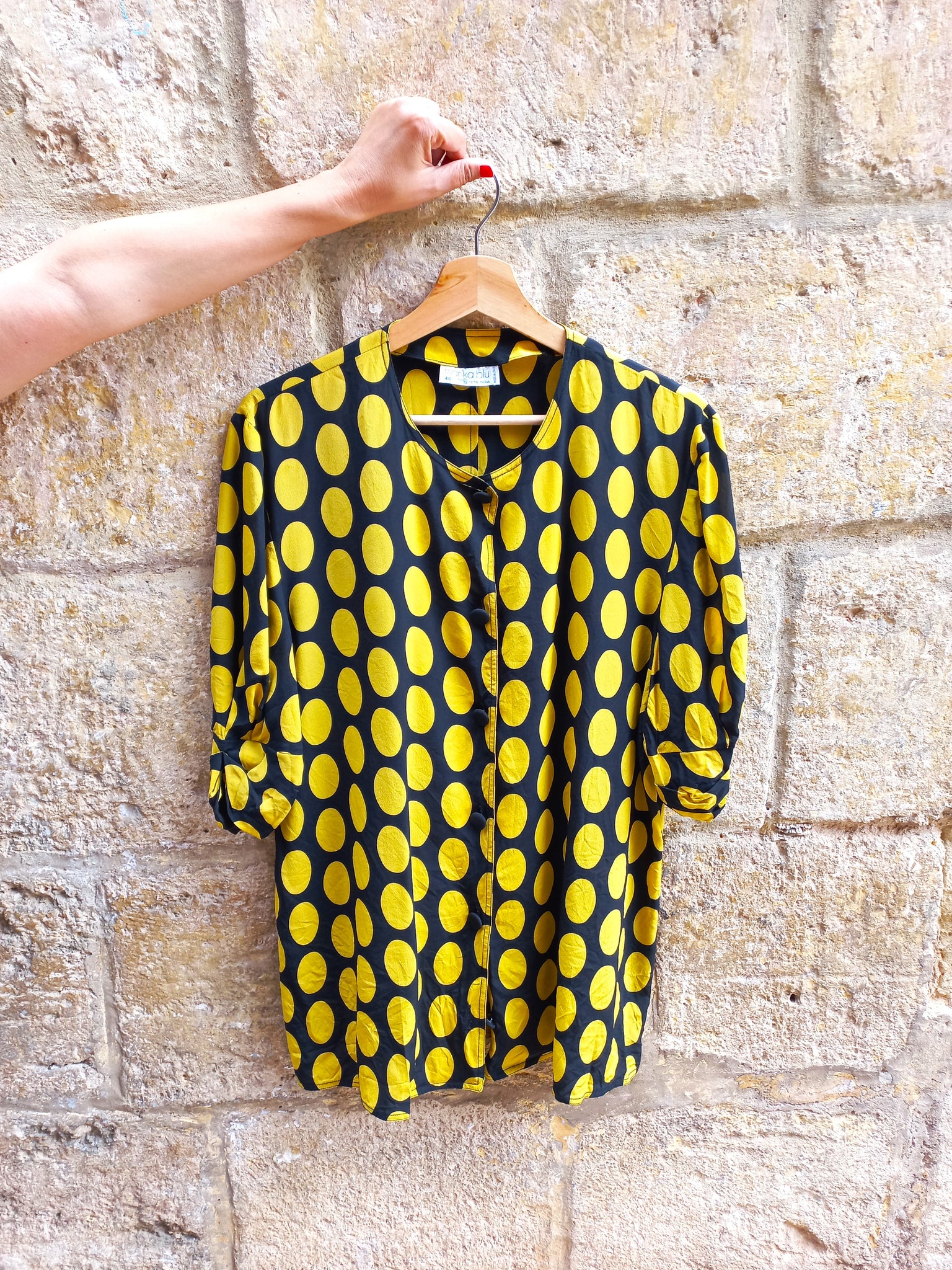 Camisa Vintage Pura Seda Lunares