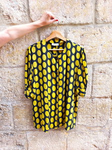 Camisa Vintage Pura Seda Lunares
