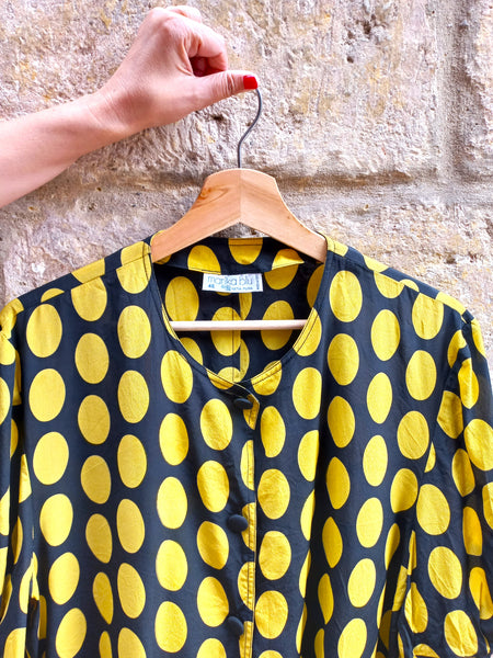 Camisa Vintage Pura Seda Lunares