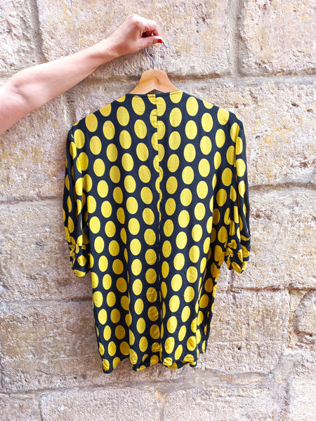 Camisa Vintage Pura Seda Lunares