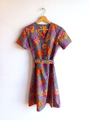 Vestido Vintage Hecho a Mano Flores