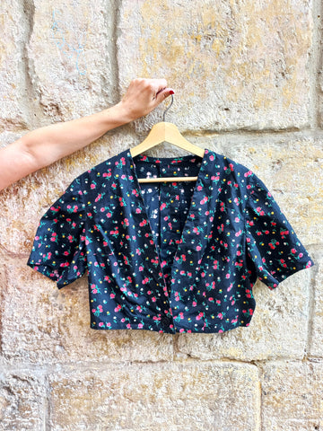 Camisa Vintage Hecha a Mano Flores