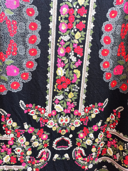 Falda Vintage Negra Flores Korea