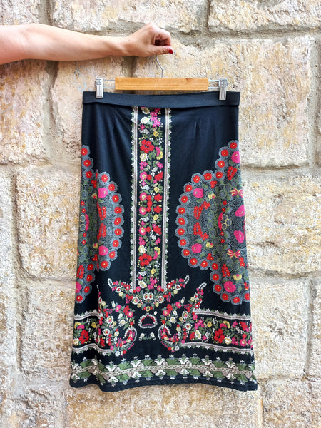 Falda Vintage Negra Flores Korea