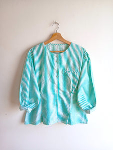 Camisa Vintage Rayas Verdes