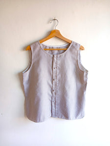 Camisa Vintage Hecha a Mano Sin Mangas