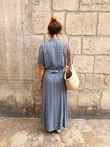 Vestido Vintage Negro Flores