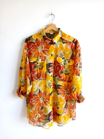 Camisa Vintage Amarilla Flores