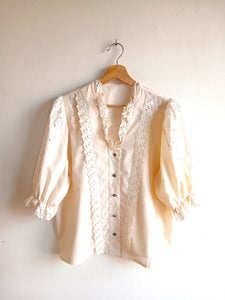 Camisa Vintage Crema Bordados