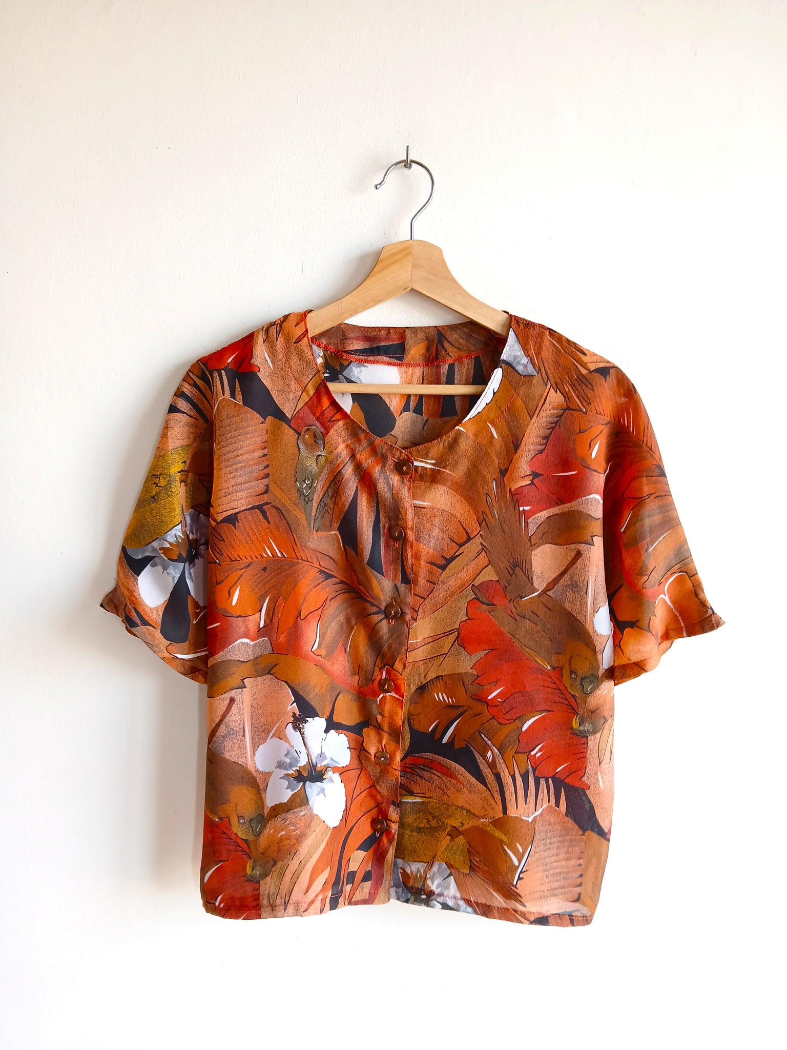 Camisa Vintage Hecha a Mano Tropical