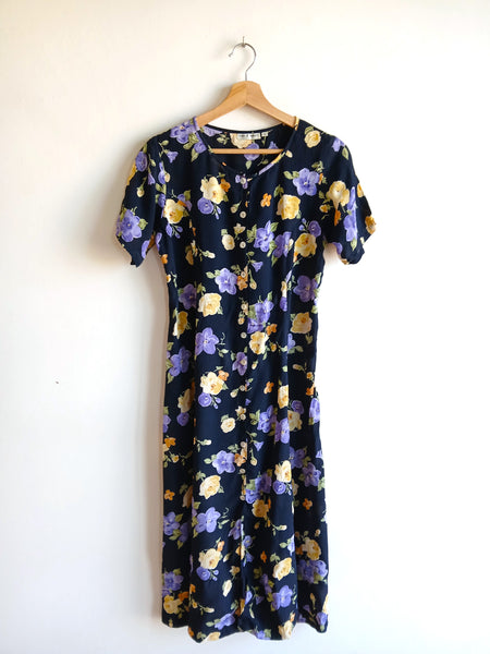 Vestido Vintage Azul Flores