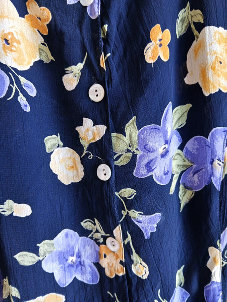 Vestido Vintage Azul Flores
