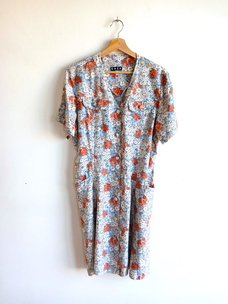 Vestido Vintage Flores y Bolsillos