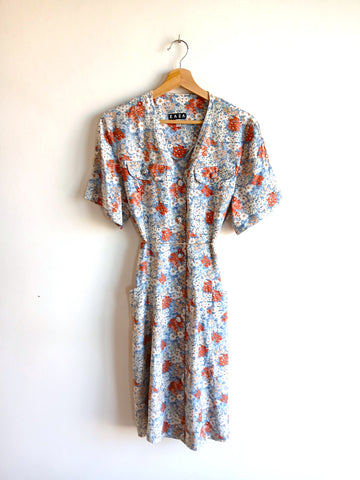 Vestido Vintage Flores y Bolsillos